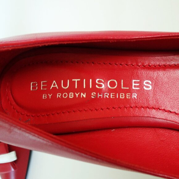 NEW!! BEAUTIISOLES Jennifer Red Italian Leather Pointed Toe Pump Size 7 1/2 - Picture 7 of 10